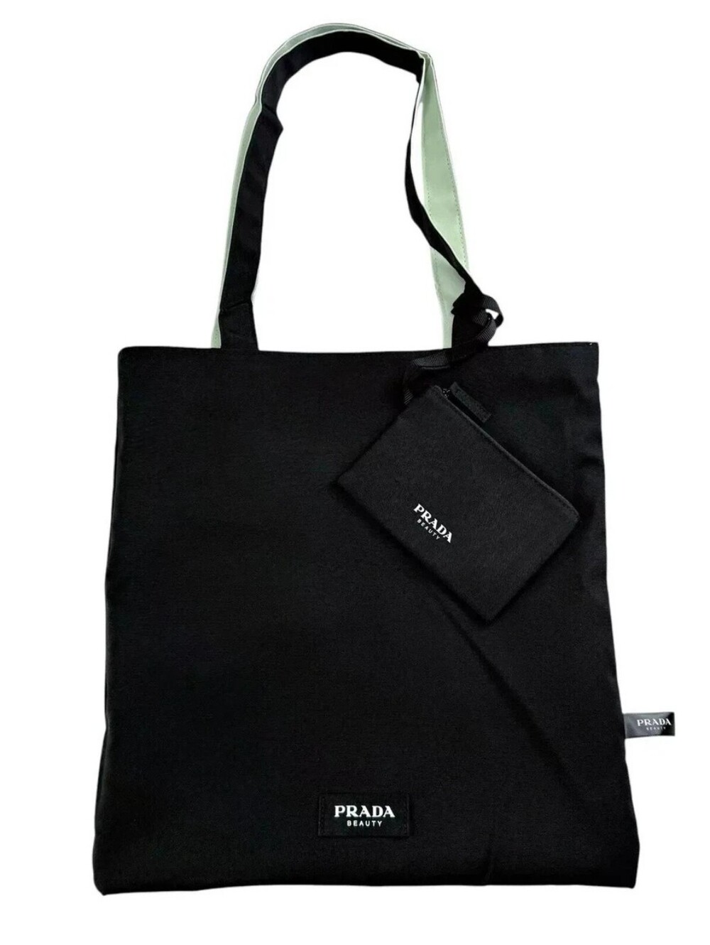 Prada Beauty Black & Seafoam Green Nylon Tote NWOT